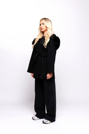 Blazer Aveludado com laço - Preto